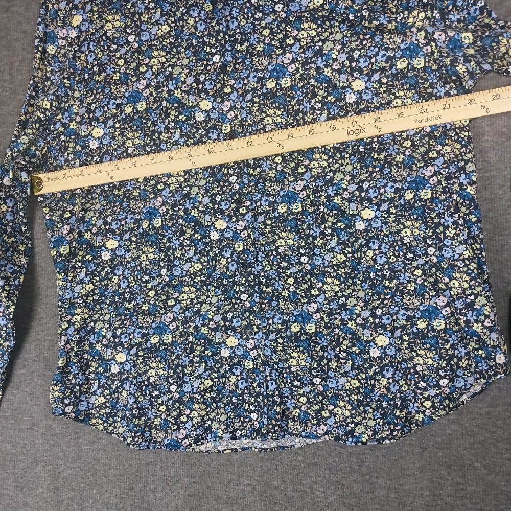 LAUREN RALPH LAUREN WOMENS NON IRON BLUE MICRO DITSY FLORAL COTTON SHIRT SZ XXL - Picture 5 of 8